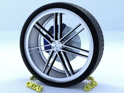 ORTAS CAR RIM 41 GAME READY RIM TIRE AND DISC 3D model