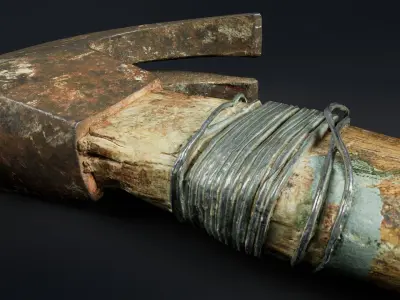 Old hammer Low-poly 3D model order