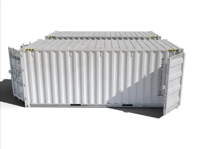 20ft Cargo Container White Low-poly 3D model