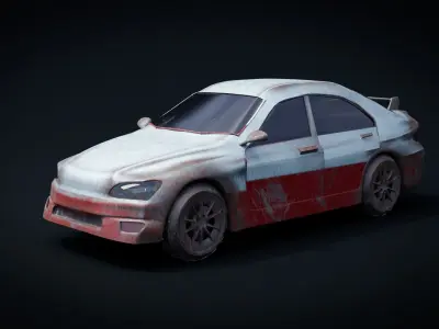 Rusted Sports Racing Car  fully rigged Free low-poly 3D model