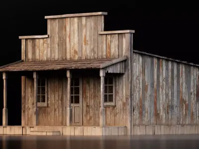 Old West Wooden Building Low-poly 3D model