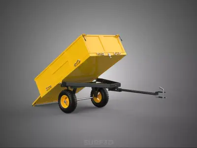 HEAVY DUTY TIPPING DUMP TRAILER CARGO CART WAGON TRACTOR VEHICLE 3D model