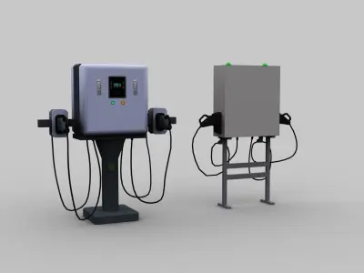 Electric Vehicle Chargers pack 2 Low-poly 3D model