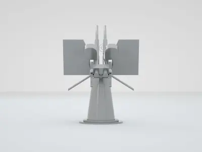 20mm Oerlikon Twin Anti Air Machine Gun Mk24 Mount 3D model