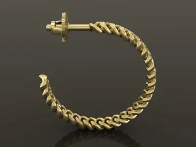 Earring Hoop Cuban Style Link Open Back 15mm inside  3D print model