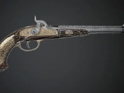 Classic Capsular Pistol - model and textures Low-poly 3D model
