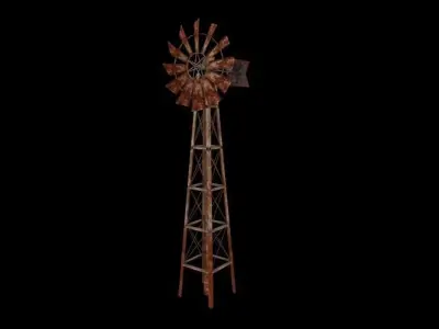 Wind pumping station Low-poly 3D model