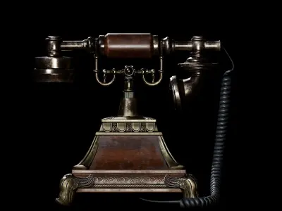 Vintage Rotary Dial Telephone Low-poly 3D model