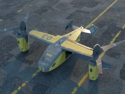 TiltRotorAircraft military aircraft with propellers 3D model