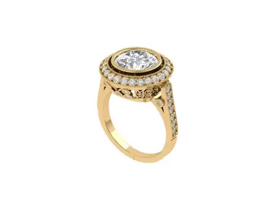 Solitaire Engagement Art Deco Ring 3D print model 77