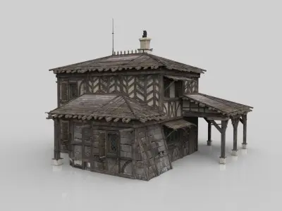 Medieval house fantasy 08 Low-poly 3D model