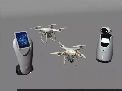 Scenarios of Service Robots Low-poly 3D model