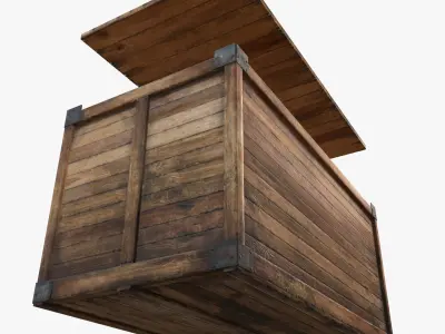 Retro Wooden Crate Game Ready PBR Textures Low-poly 3D model