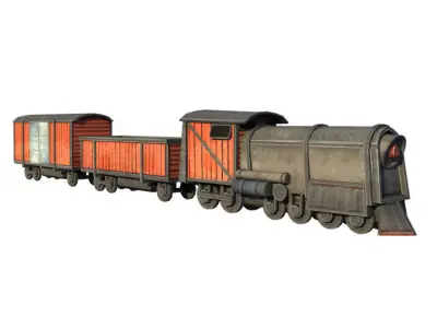 Low Poly Game Ready Train old Low-poly 3D model