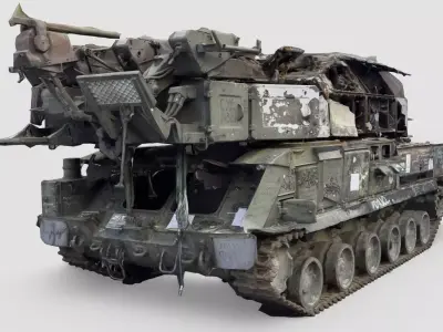 russian Buk missile system destroyed by Ukrainian army  3D model