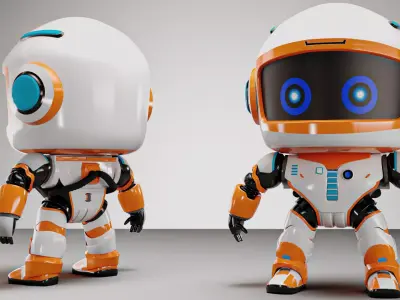 Robot in space Low-poly 3D model