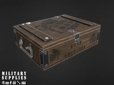 Military Supplies Pack - Grenade Boxes Low-poly 3D model