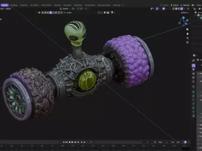 Stylized Alien Sci-Fi Mechanical Handle 3D model