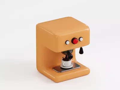 Cartoon Coffee Machine Low-poly 3D model