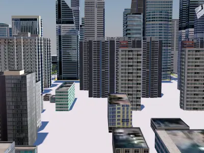 Buildings City building industrial park commercial housing 3D model V6