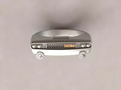 Dodge silver car ring with diamonds 3D print model purchase