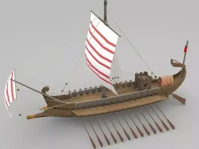 Roman Galley Low-poly 3D model