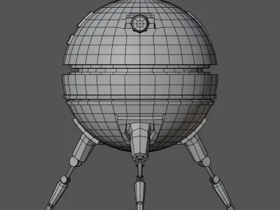 Sphere-O-Bot robot with orange light Low-poly 3D model