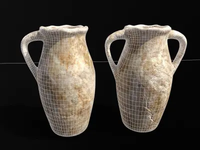 Antique Marble Vase Set Low-poly 3D model