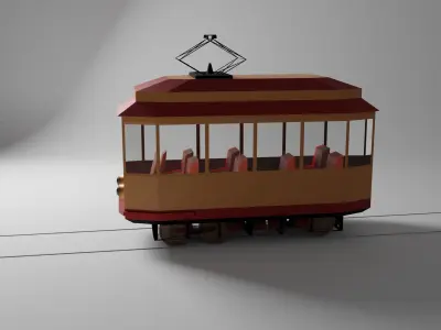 low poly old school tram Free 3D model