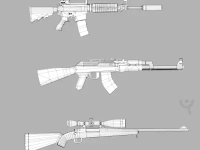 Weapons Pack Low-poly 3D model order
