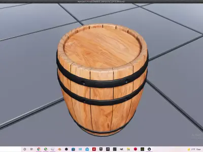 barrel wooden on computer screen Free low-poly 3D model