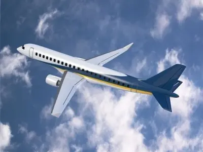 Embraer 190 commercial airliner Low-poly 3D model