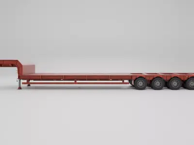 Lowboy Trailer Realistic Industrial Low-poly 3D model