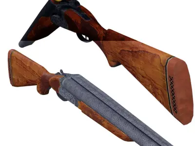 Double Barrel Shotgun Rig Low-poly 3D model