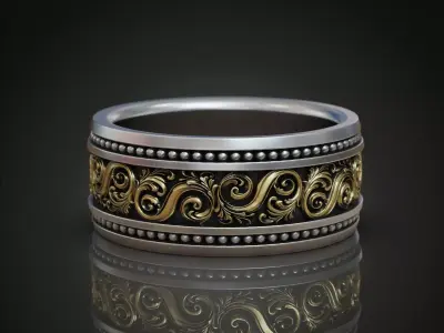 Vintage Baroque Band Ring 3D print model