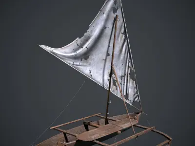 Old Ship Low-poly 3D model