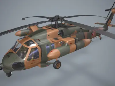  UH-60JA Black Hawk Japan Basic Animation Low-poly 3D model