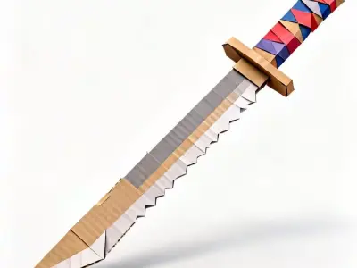 Recycled Cardboard Ronin Katana 3D Model Low-poly 3D model