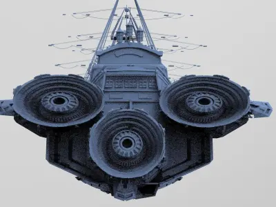 Sci fi Airship jets 4 3D model