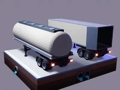 Truck Trailers Low-poly 3D model