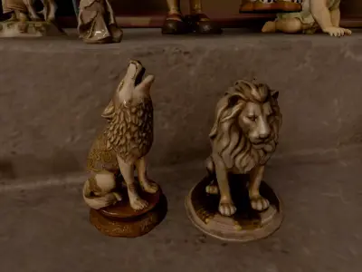 Antique Porcelain and Brass Figurines - PBR Low-poly 3D model