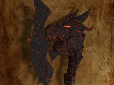 Fantasy Axes of ice and lava Low-poly 3D model