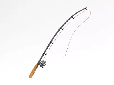 Reel fishing rod Low-poly 3D model