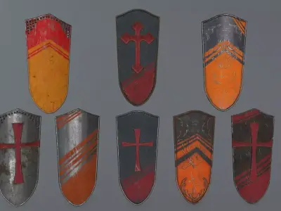 shield set greek warrior Low-poly 3D model