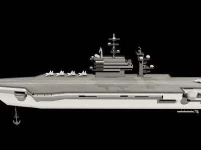 Navy Aircraft Ship Carrier and Fully Displayed Aircrafts Low-poly 3D model