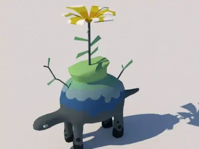 Stylized Plant Turtle Dinosaur Fully Rigged Lowpoly Low-poly 3D model