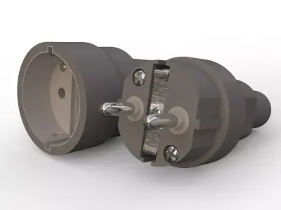industrial plug and socket 3D model