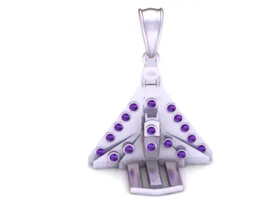Fighter jet gold pendant 3D printable model 3D print model