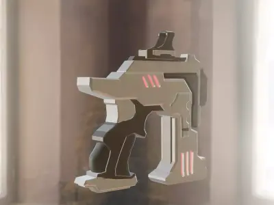 sci fi gun Low-poly 3D model 15