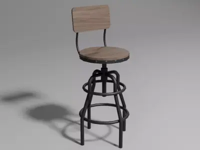 Industrial Style Bar Stool Low-poly 3D model